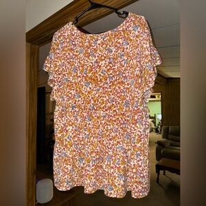 Floral Ruffle Sleeve Top